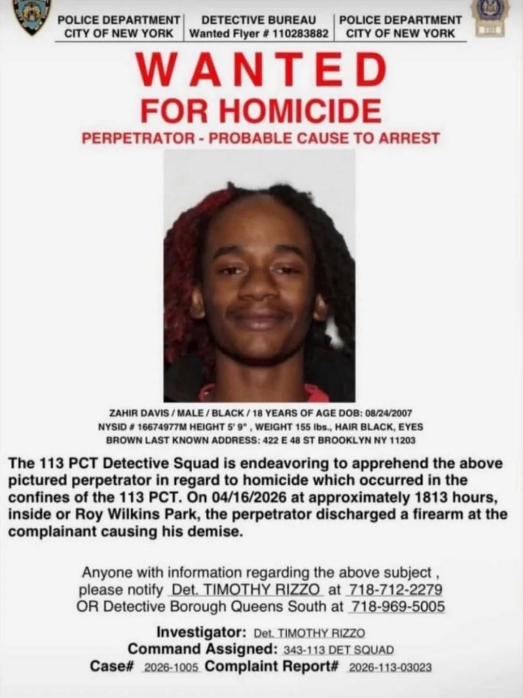 Zahir Davis Shooting-Murder Brooklyn, NY Death